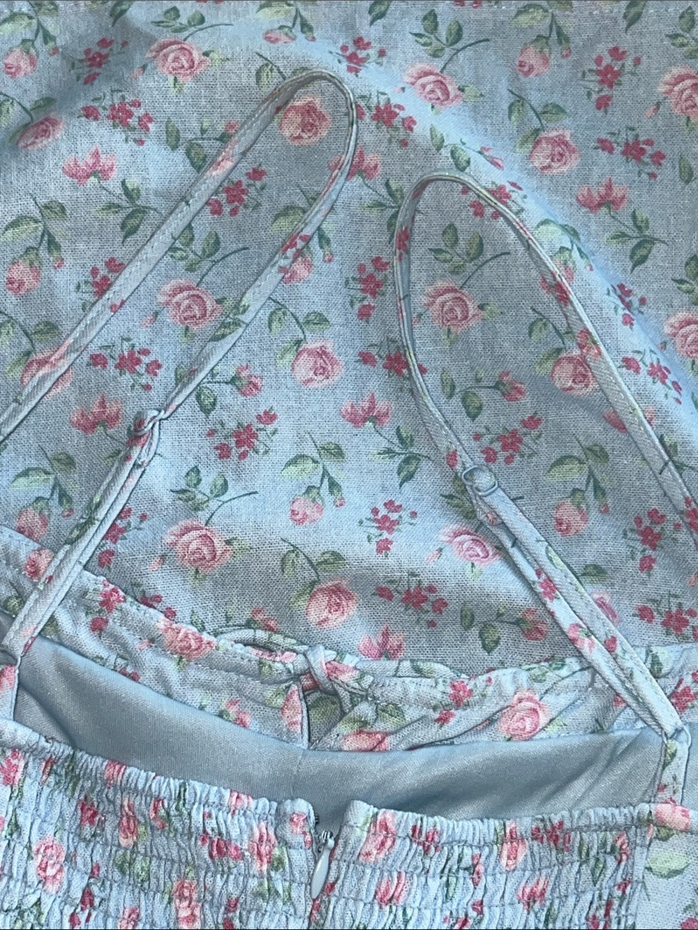 🆕 Altar'd State Floral Mini Dress Baby Blue Medium - Picture 16 of 17